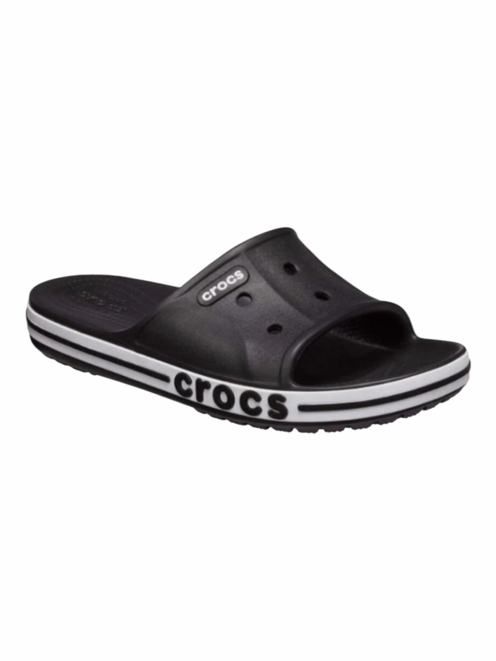 Crocs Crocband Slide Sandals Black Teddy Bear Jibbitz Women’s 8 Men’s 6